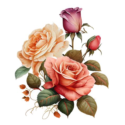 Watercolor Rose Bouquet, Rose, Roses, Flower PNG Transparent Clipart Image and PSD File for Free ...