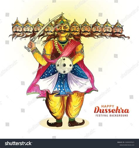 Happy Dussehra Celebration Ravan Watercolor Design Stock Vector ...