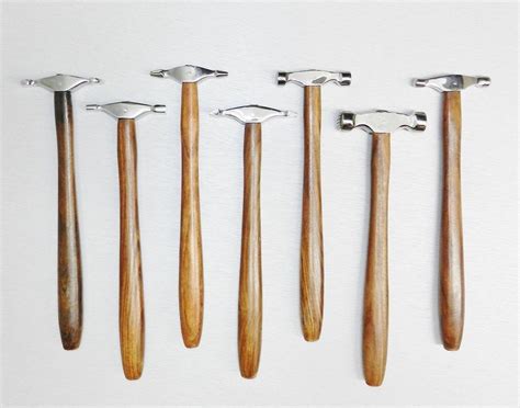 7 Piece HAMMER SET WITH WOOD STAND Jewelry Making Tool METAL FORMING ...