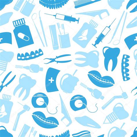 Set of blue dental theme icons blue seamless pattern eps10 Stock Vector ...