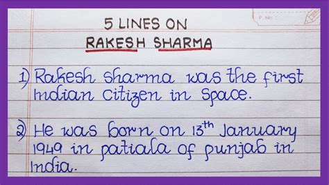 5 Lines on Rakesh Sharma in English | Few Lines on Rakesh Sharma | About Rakesh Sharma - YouTube