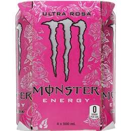 Monster Energy Ultra Rosa Multipack Cans 500ml X4 Pack | Woolworths