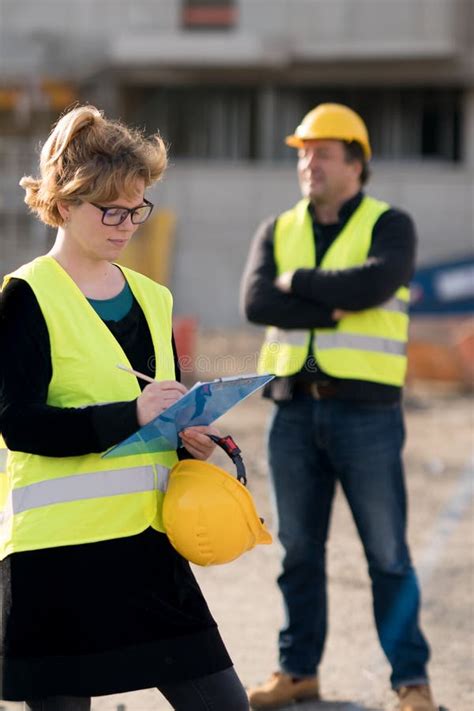 Female Civil Engineer at Work on Construction Site Stock Photo - Image of engineering, jacket ...