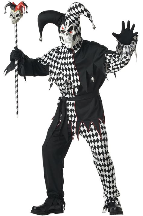 Evil Jester Adult Costume (Black/White) - PureCostumes.com