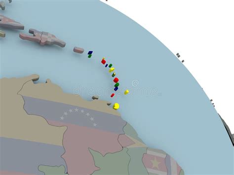 Map of Caribbean with flag stock illustration. Illustration of tobago - 104494253