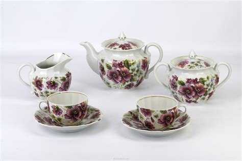 Violets 15 pc. Porcelain Tea Set for 6 Persons (Empire shape) | Product ...