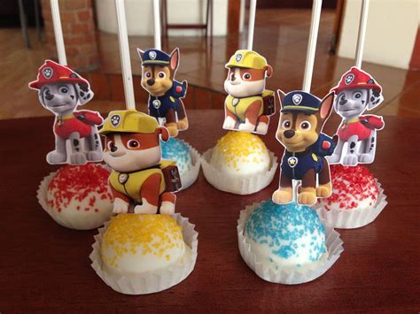 Paw Patrol cake pops | Paw patrol birthday party, Paw party, Paw patrol cake pops