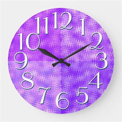 Shades of Purple Pattern Elegant Oversize Numbers Large Clock | Zazzle | Purple clock, Shades of ...