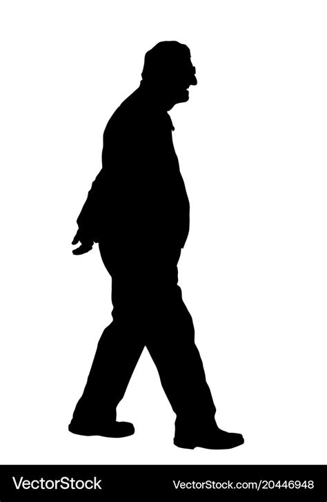 Old man silhouette on white background Royalty Free Vector