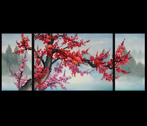 Japanese Cherry Blossom Abstract Art Paintings Modern Wall Art Decor Canvas +framed-in Painting ...