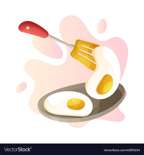 Fried eggs on the plate and spatula Royalty Free Vector