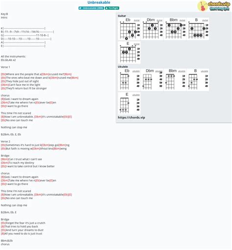 Chord: Unbreakable - tab, song lyric, sheet, guitar, ukulele | chords.vip