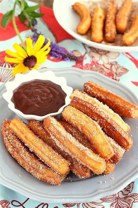 Homemade Churros with chocolate dip sauce - Foxy Folksy