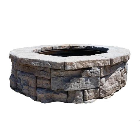 Shop 58-in W x 58-in L Ridgestone Wet Cast Concrete Fire Pit Kit at ...