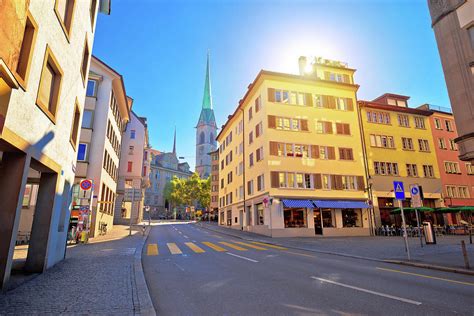 Colorful street of Zurich sun haze view Photograph by Brch Photography