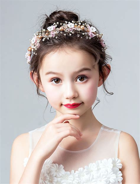 Flower Girl Headpieces Headband Rhinestone Pearl Kids Hair Accessories ...