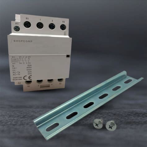 Contactor, 4 Pole 2NO 2NC, General Purpose, 110/120V, 40A + DIN Rail ...