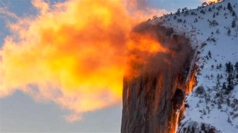 Sun's light creates 'firefall' effect at Yosemite | US News | Sky News