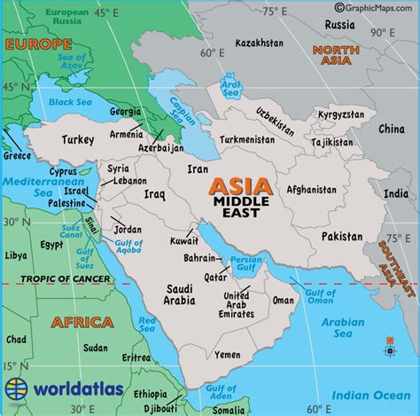 Middle East Map - Map of the Middle East, Middle East Maps of Landforms ...