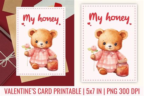 Valentine's Day Card Cute Bear | Card Printable (3092341)