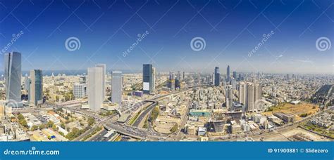 Panoramic Shot of Tel Aviv and Ramat Gan Skyline Stock Image - Image of aerial, outdoors: 91900881