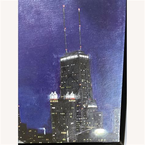 Painting of Chicago Skyline At Night - AptDeco