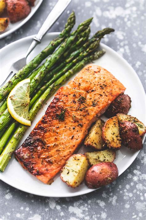 Roasted Orange-Thyme Grilled Salmon with a side of Roasted Lemon-Garlic ...