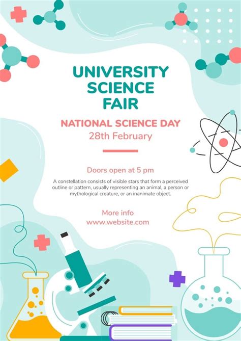 Design this Linear Flat University Science Fair Poster template for free