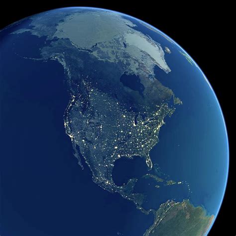 North America At Night #1 Photograph by Planetary Visions Ltd/science ...