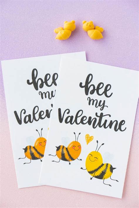 Free Bee My Valentine Printable Cards - Play Party Plan