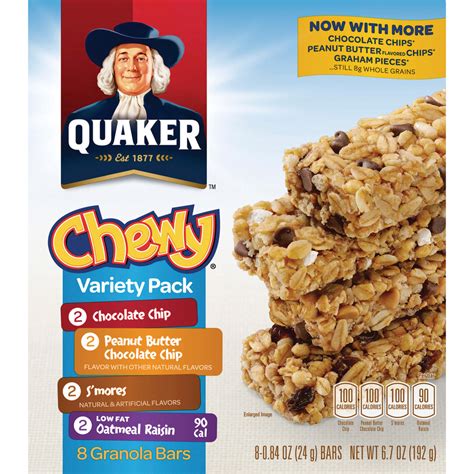 Quaker Oats Chewy Granola Bars Variety Pack - Individually Wrapped - Assorted - 6.70 oz - 8 ...