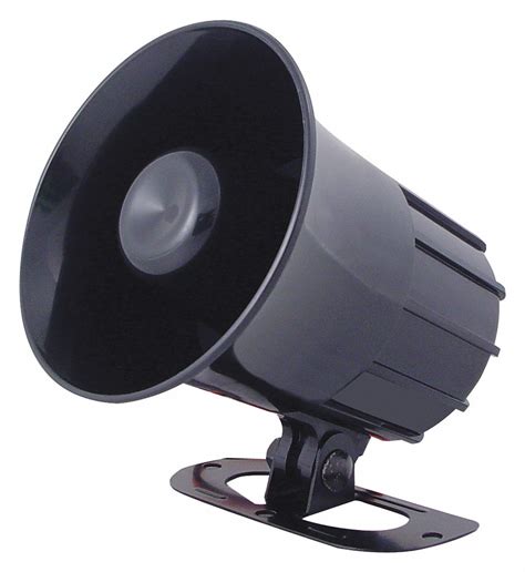 SPECO TECHNOLOGIES Weatherproof Alarm Siren, Pulse Sound Pattern, 6 to 12V DC Voltage, Decibels ...