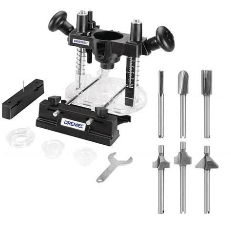 Dremel Plunge Router Rotary Tool Attachment with Rotary Tool Steel Router Bit Set for Soft ...