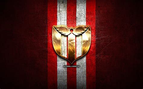 River Plate FC, golden logo, Uruguayan Primera Division, red metal background, HD wallpaper | Peakpx