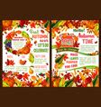 Fall festival poster of autumn harvest template Vector Image