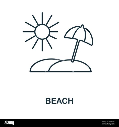 Beach line icon. Monochrome simple Beach outline icon for templates, web design and infographics ...