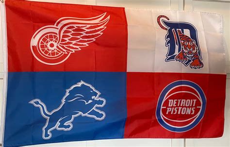 DETROIT Sports Teams 4 LOGO Sports Teams Detroit Tigers, Lions,pistons, Red Wings, 3x 5 Flags - Etsy