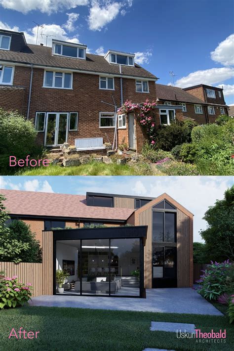 Architecture Before and After of semi-detached house with contemporary extension | Exterior ...