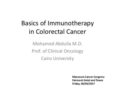 Basics of immunotherapy in colorectal cancer