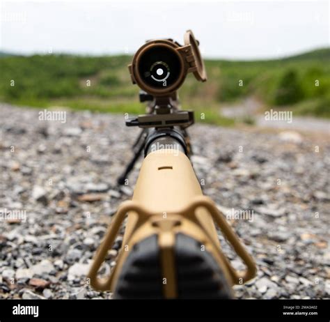 The view down the scope of the M110A1 rifle during Squad Designated Marksmanship training May 23 ...