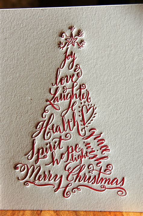 Christmas Cards Featuring Calligraphy Christmas Tree in Red - Etsy