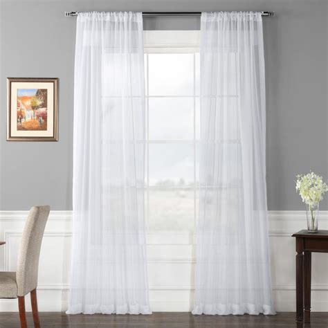 Exclusive Fabrics & Furnishings Solid Voile Poly Sheer Curtain in White - 50 in. W x 108 in. L ...