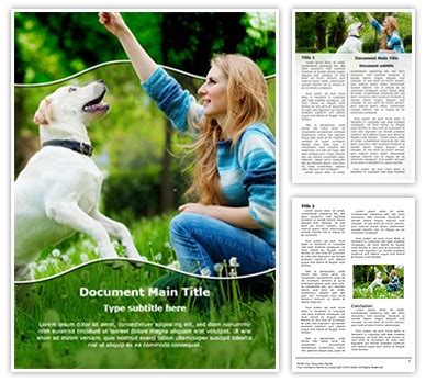 Dog Human Friendship Microsoft Word Template For Your Word Document