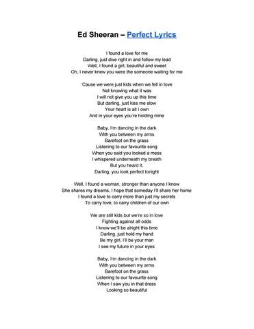 Ed sheeran – perfect lyrics by Elvina Nadira - Issuu