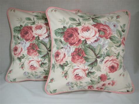 Shabby Chic Cabbage Rose Throw Pillow Cover by ozmamade on Etsy