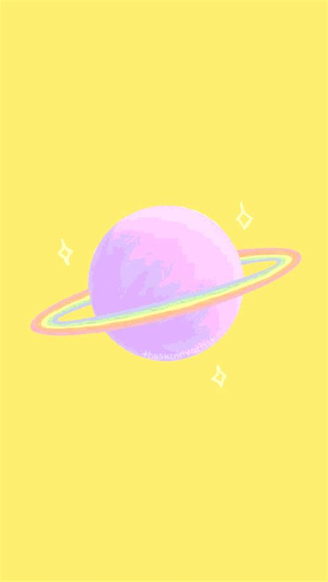 Yellow Lockscreen / Wallpaper / Background Space Saturn Pink Color Planet Aesthetic | Sfondo ...