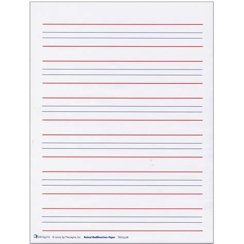 Raised Line Writing Paper - Red and Blue Lines -Package of 50 - Walmart.com - Walmart.com