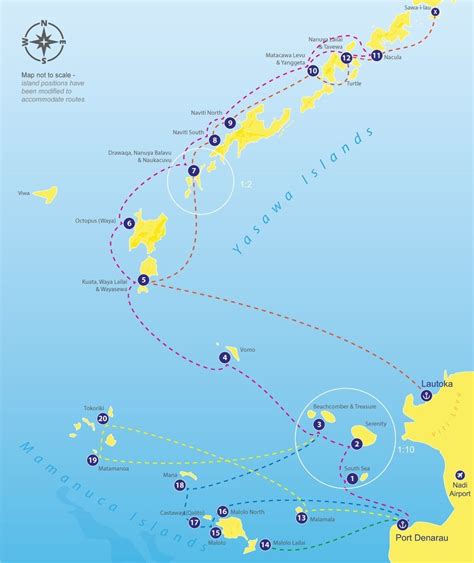 Yasawa & Mamanuca Islands Map - Fiji-bookings.com