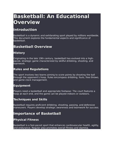 Basketball - This document explores the fundamental aspects and ...