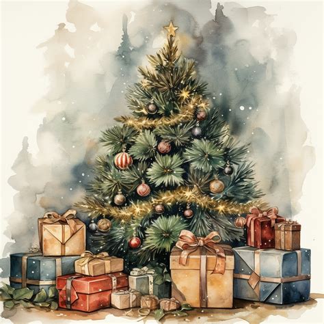 Watercolor Christmas Tree Art Free Stock Photo - Public Domain Pictures